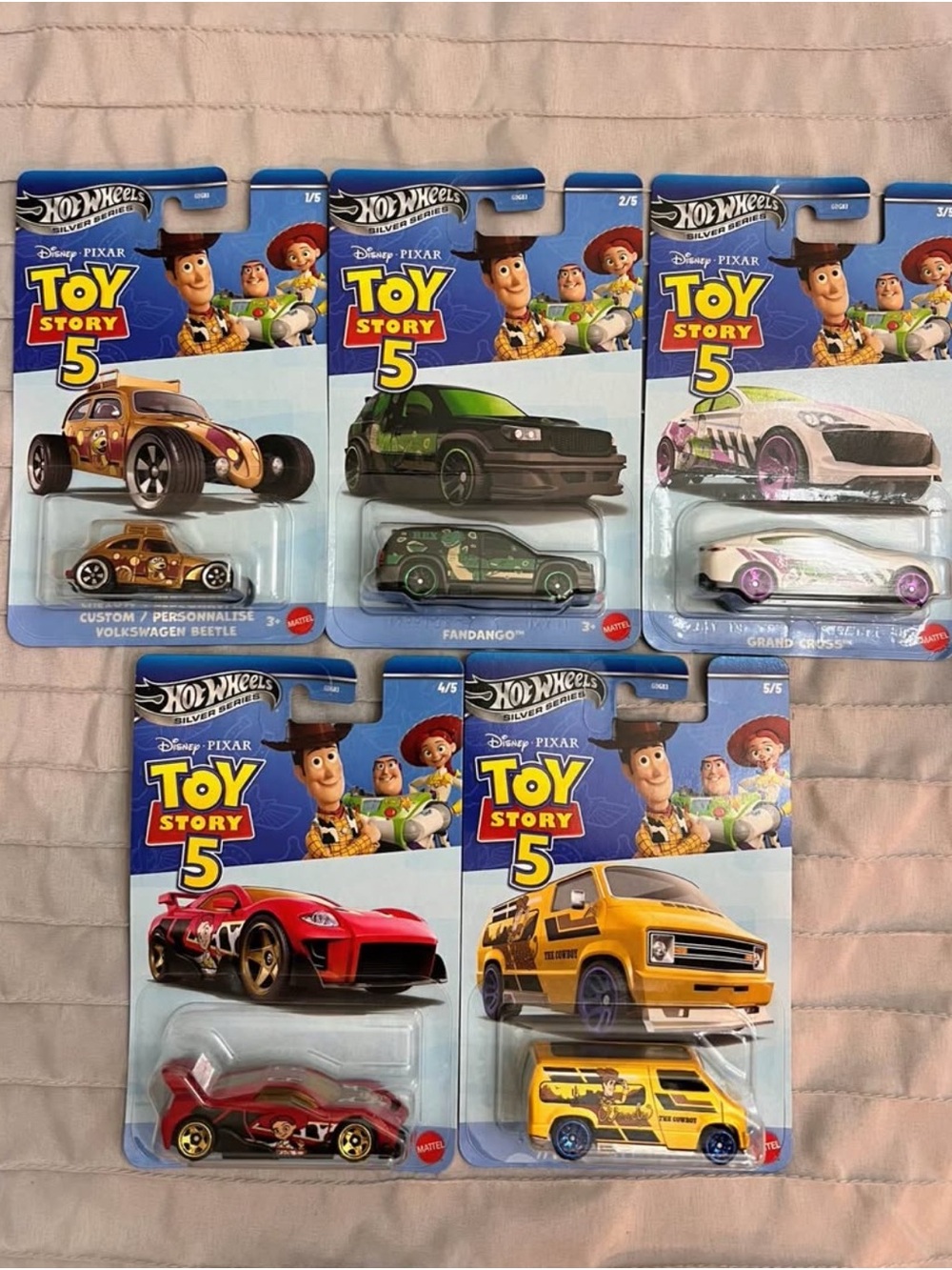 2026 Hot Wheels- Toy Story 5- Complete Set of 5 Silver Series- Buzz Woody Jessie